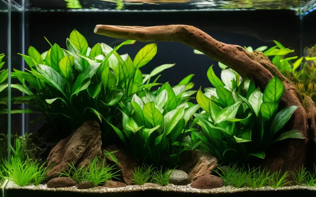 Anubias Barteri Houseplants in Aquarium 