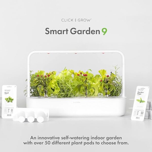 Click and Grow Smart Garden 9 PRO w/Bluetooth | App and Touch Controlled Indoor Garden | Easier Than a Hydroponics Growing System | Herb & Vegetable Garden Starter Kit w/ 9 Plant Pods