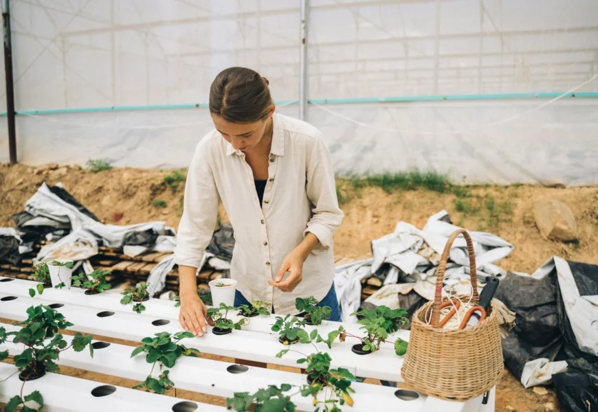 Women adjusting crops for General Hydroponics FloraSeries